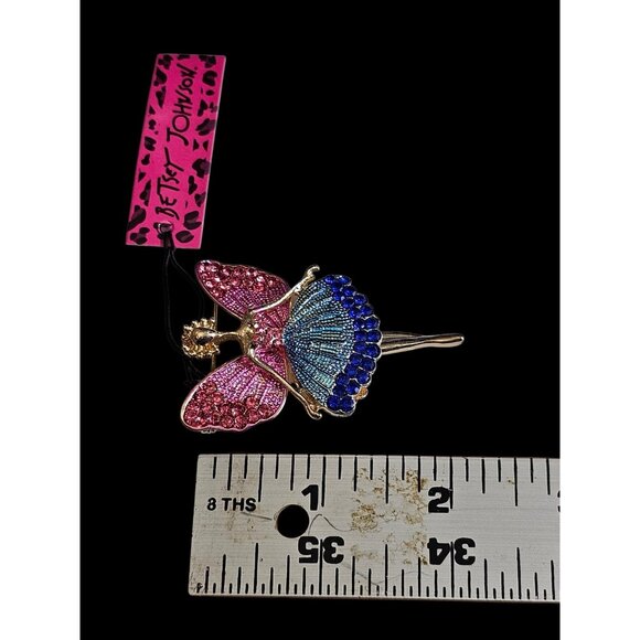 BETSEY JOHNSON LOVELY FAIRY BALLET ANGEL CRYSTAL PENDANT NECKLACE/BROOCH - Picture 5 of 5
